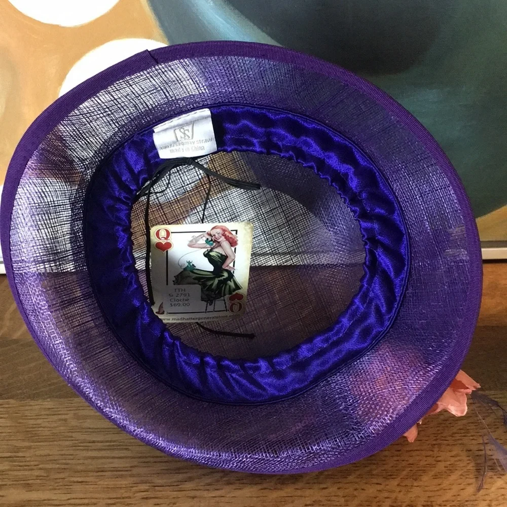 NWT Sinamay Straw Roaring 20's Style Cloche Hat - Picture 5 of 8